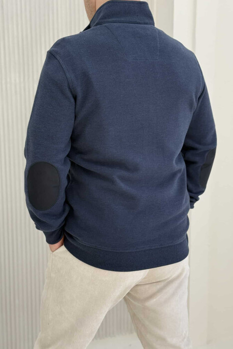 ONE COLOR SIMPLE ZIPPER MEN JACKET DARK BLUE/BEE - 2