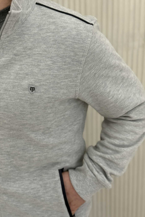 ONE COLOR SIMPLE ZIPPER MEN JACKET LIGHT GREY/GZ - 2