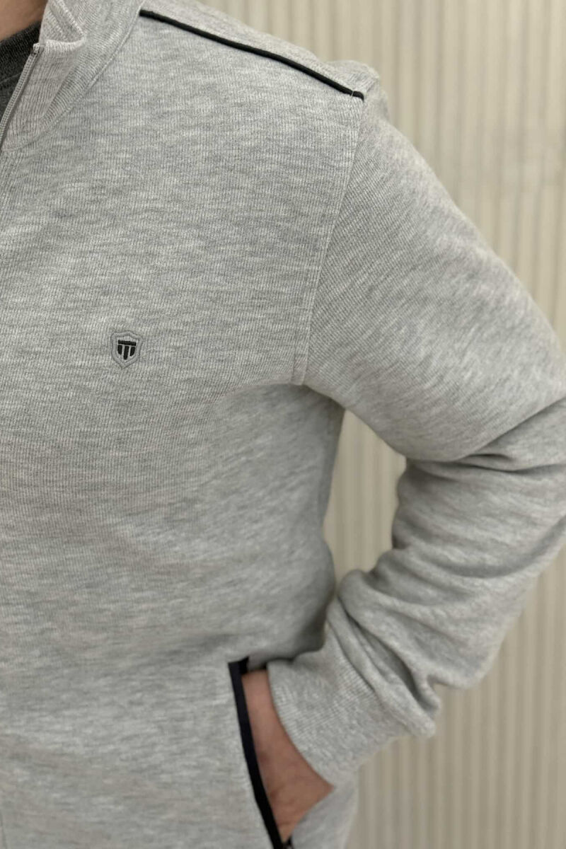 ONE COLOR SIMPLE ZIPPER MEN JACKET LIGHT GREY/GZ - 2