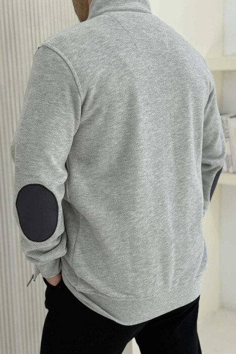 ONE COLOR SIMPLE ZIPPER MEN JACKET LIGHT GREY/GZ - 5