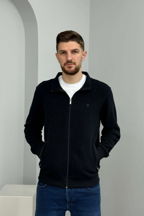 ONE COLOR SIMPLE ZIPPER MEN JACKET MIDNIGHT BLUE/BLU MESNATE - 2