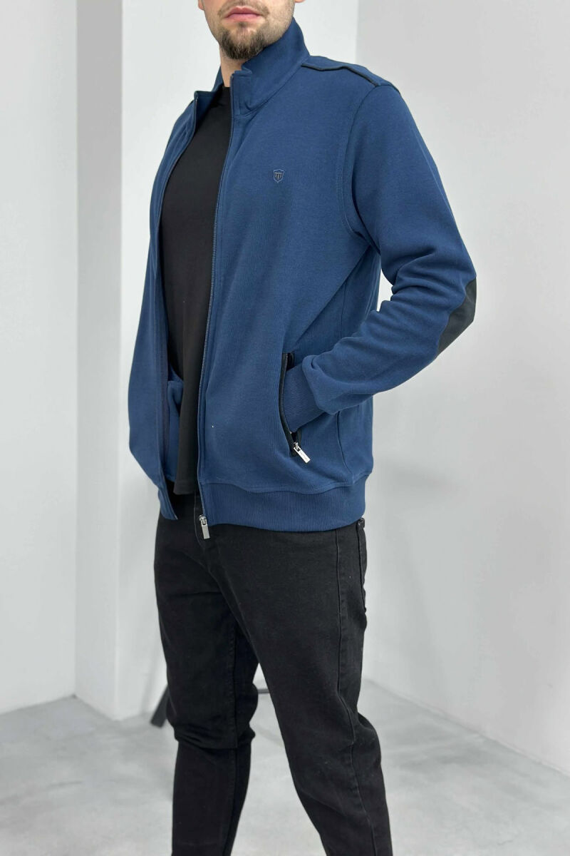 ONE COLOR SIMPLE ZIPPER MEN JACKET NAVY BLUE/BLU MARINE - 3