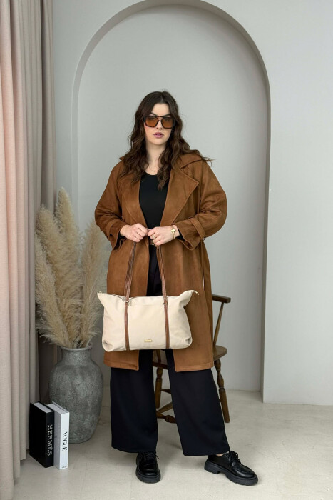 ONE COLOR SIMPLE ZIPPER WOMEN BAG BEIGE/BEZHE - 4