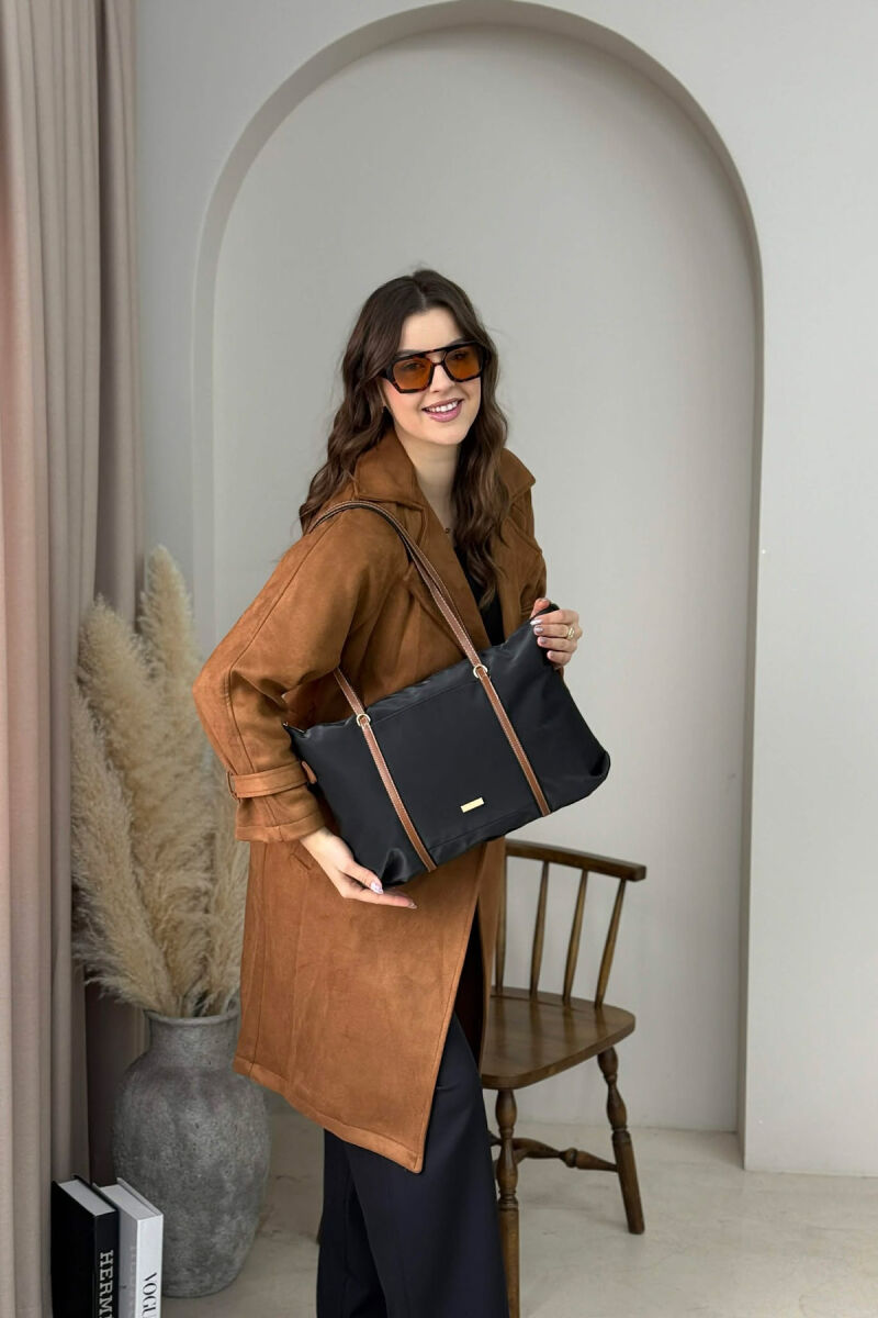 ONE COLOR SIMPLE ZIPPER WOMEN BAG BLACK/ E ZEZE - 2