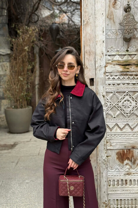 ONE COLOR SIMPLE ZIPPER WOMEN JACKET BLACK/ E ZEZE - 1