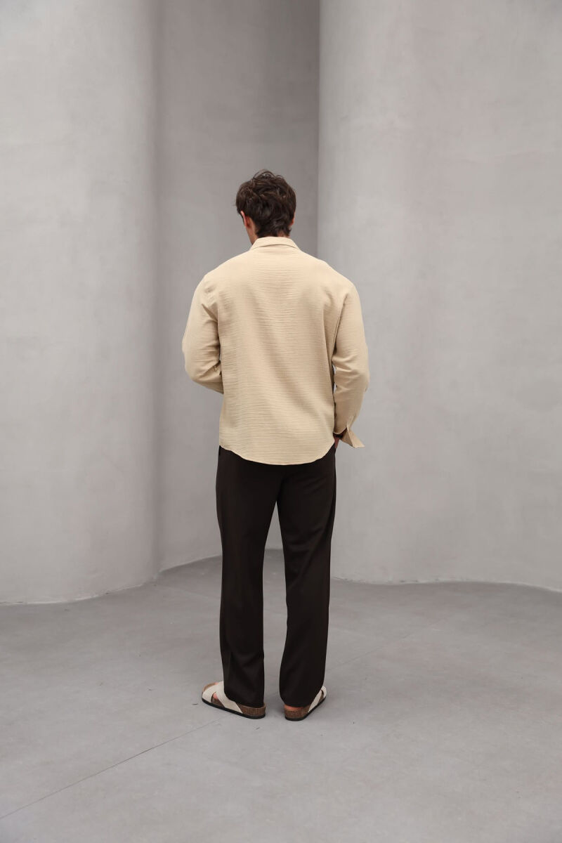 ONE COLOR SINGLE POCKET MEN SHIRT BEIGE/BEZHE - 7