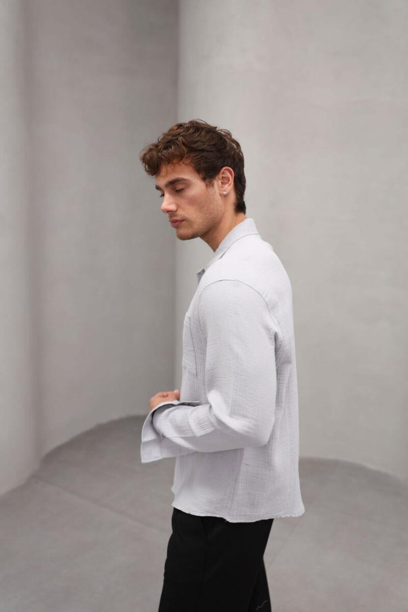 ONE COLOR SINGLE POCKET MEN SHIRT GREY/GRI - 2