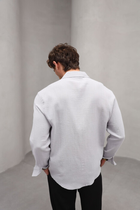 ONE COLOR SINGLE POCKET MEN SHIRT GREY/GRI - 3