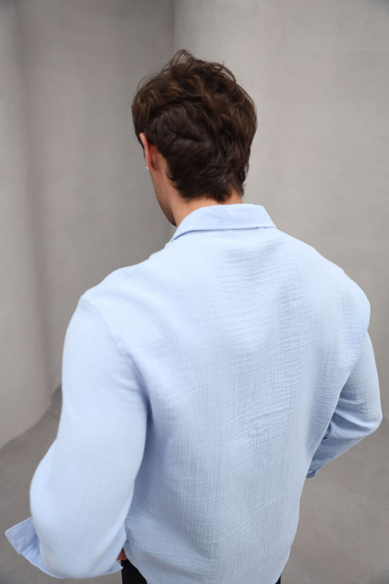 ONE COLOR SINGLE POCKET MEN SHIRT LIGHTBLUE/BZ - 5