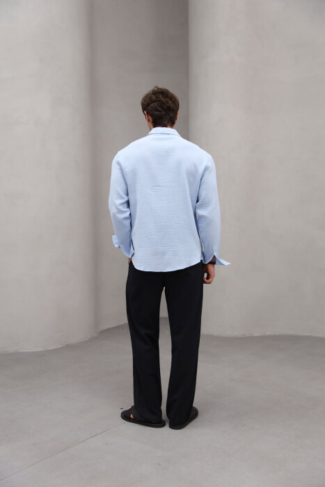 ONE COLOR SINGLE POCKET MEN SHIRT LIGHTBLUE/BZ - 6