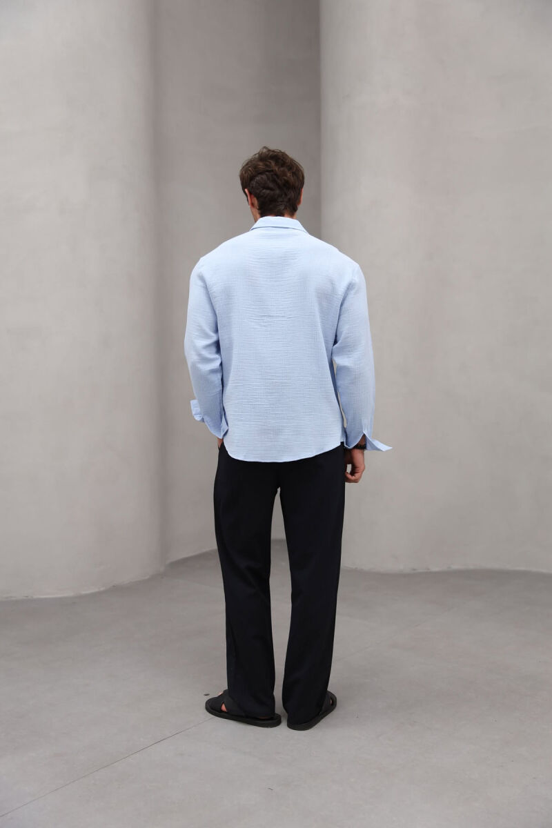 ONE COLOR SINGLE POCKET MEN SHIRT LIGHTBLUE/BZ - 6