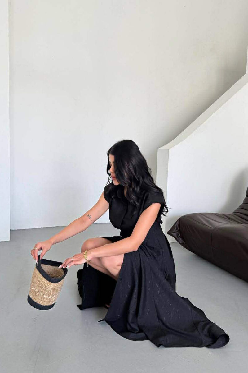 ONE COLOR SLEEVELESS LONG WOMEN DRESS BLACK/ E ZEZE - 4