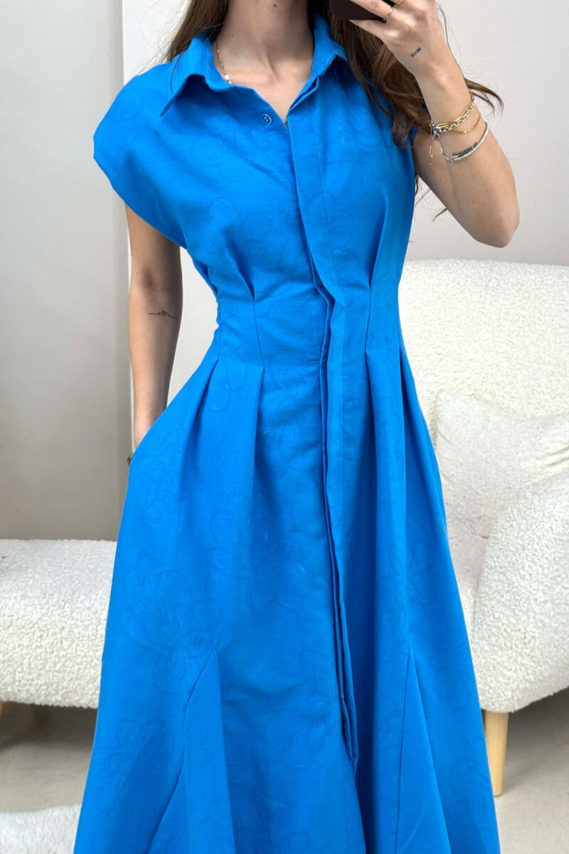 ONE COLOR SLEEVELESS LONG WOMEN DRESS BLUE/BLU - 1