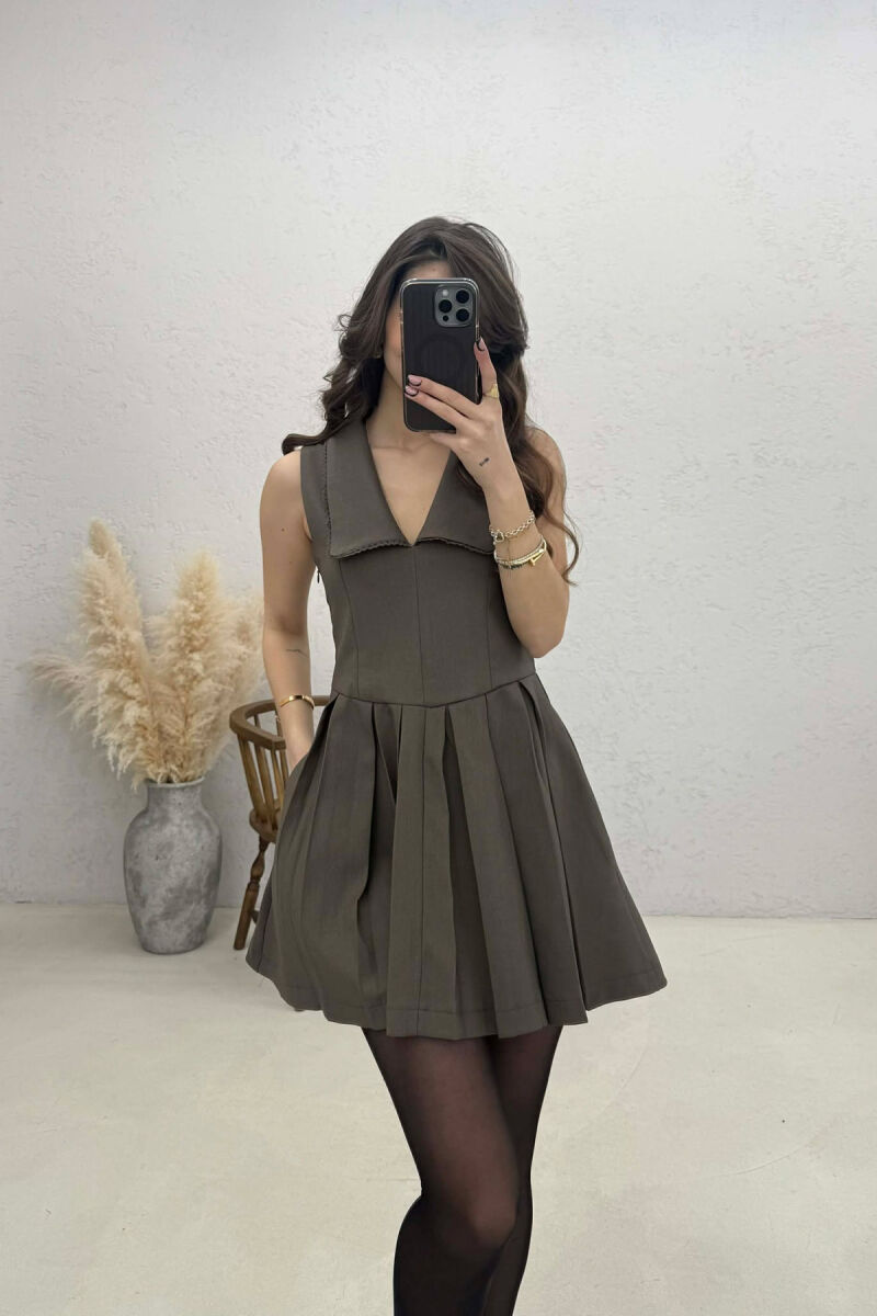 ONE COLOR SLEEVELESS WOMAN DRESS GREEN/JESHILE - 2