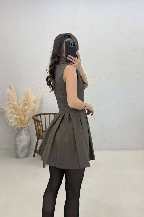 ONE COLOR SLEEVELESS WOMAN DRESS GREEN/JESHILE - 4