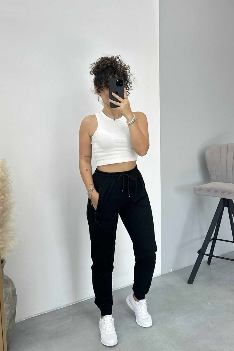 ONE COLOR SMALL LOGO WOMEN SWEATPANTS BLACK/ E ZEZE - 1