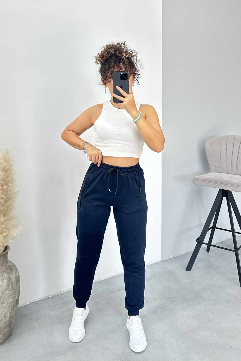 ONE COLOR SMALL LOGO WOMEN SWEATPANTS DARK BLUE/BEE - 1