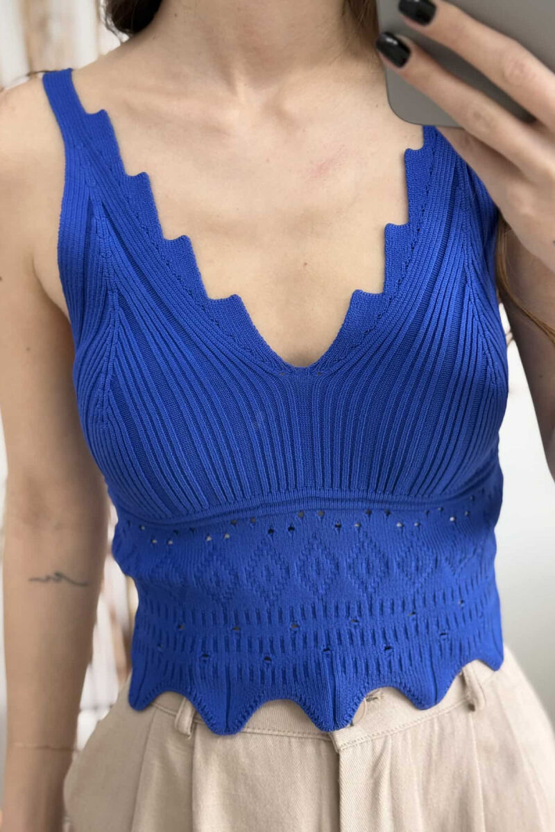 ONE COLOR STRAPS WOMEN TANK TOP BLUE/BLU - 3