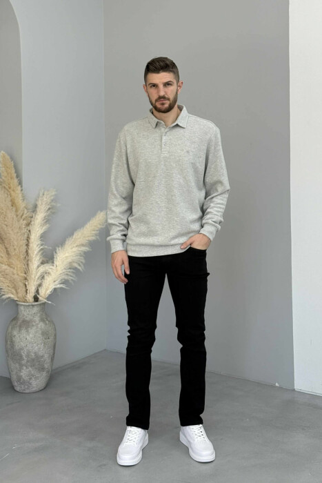 ONE COLOR STRETCHY MEN JEANS BLACK/ E ZEZE - 2