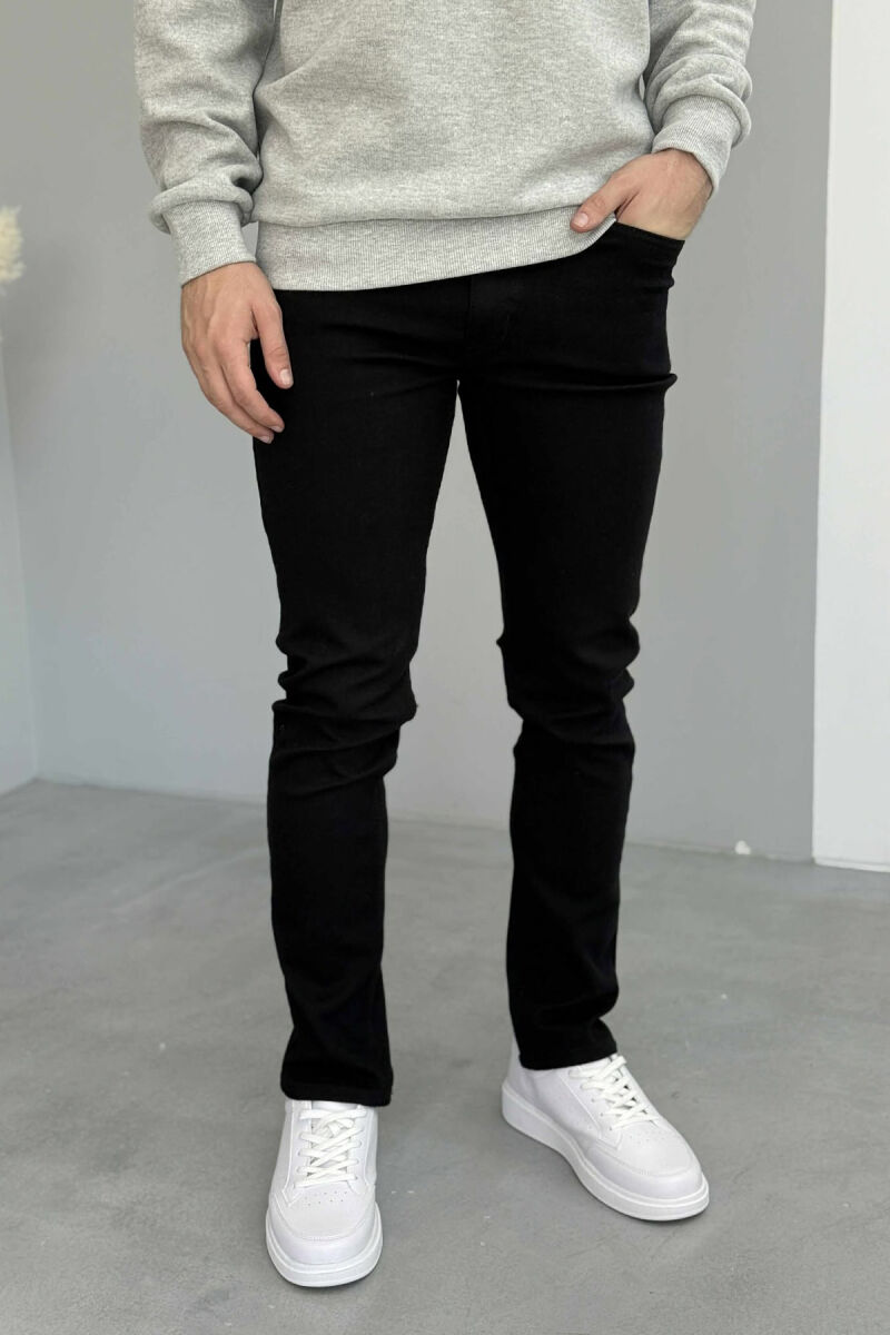 ONE COLOR STRETCHY MEN JEANS BLACK/ E ZEZE - 3