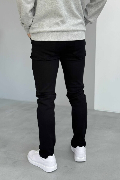 ONE COLOR STRETCHY MEN JEANS BLACK/ E ZEZE - 4