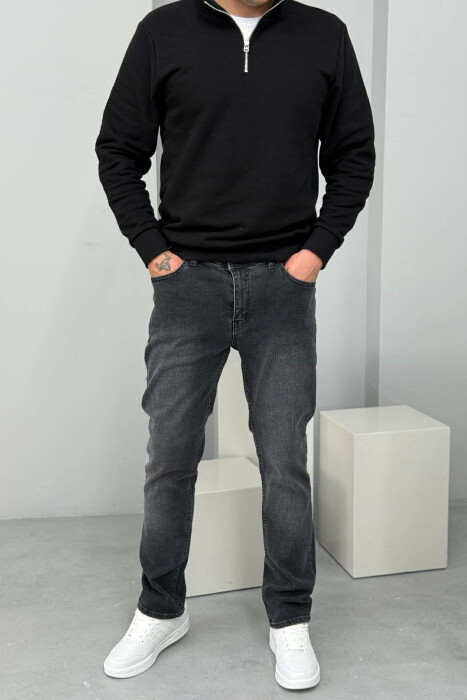 ONE COLOR STRETCHY MEN JEANS DARK GREY/GEE - KLAUDIO FASHION