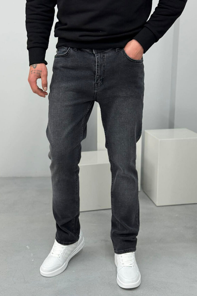 ONE COLOR STRETCHY MEN JEANS DARK GREY/GEE - 2