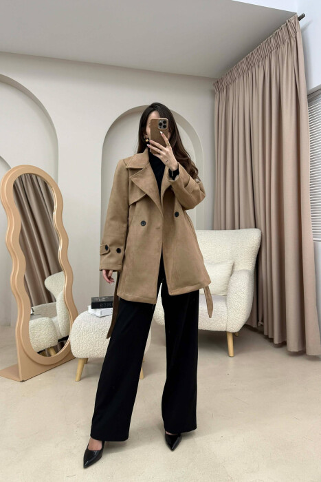 ONE COLOR SUEDE WOMAN TRENCH COAT BEIGE/BEZHE - 1