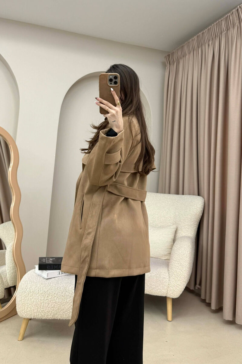 ONE COLOR SUEDE WOMAN TRENCH COAT BEIGE/BEZHE - 2