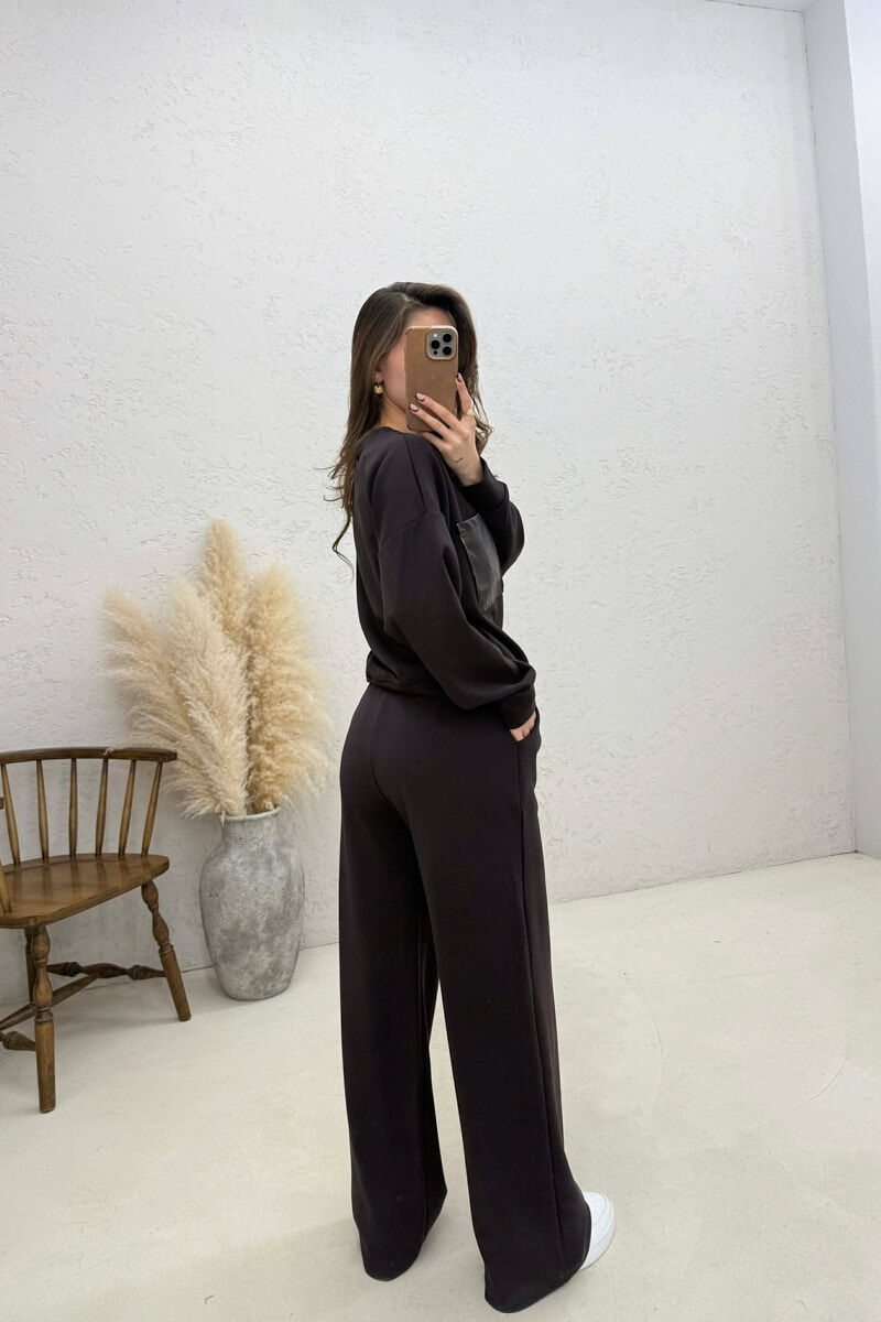 ONE COLOR SWEATSHIRT + SWEATPANTS WOMAN SET BROWN/KAFE - 4