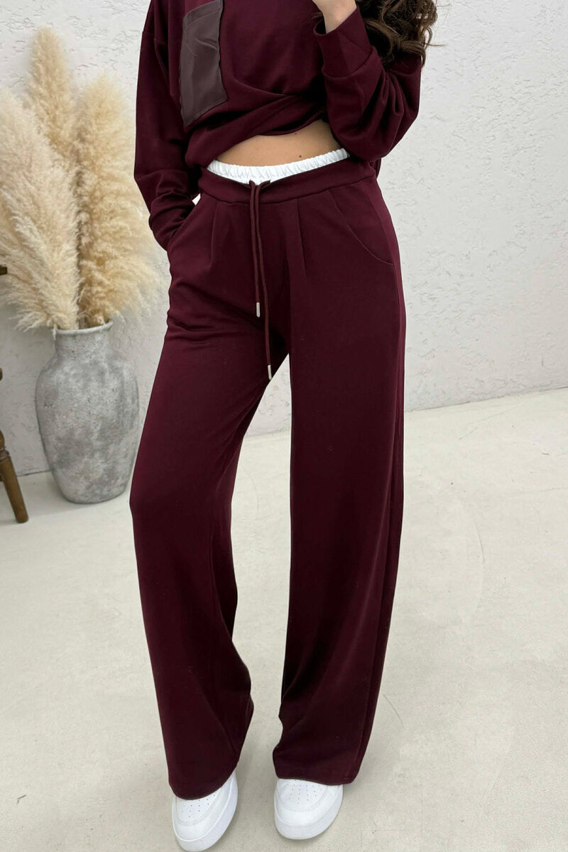 ONE COLOR SWEATSHIRT + SWEATPANTS WOMAN SET BURGUNDY/VISHNJE - 2