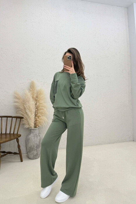 ONE COLOR SWEATSHIRT + SWEATPANTS WOMAN SET GREEN/JESHILE - 2