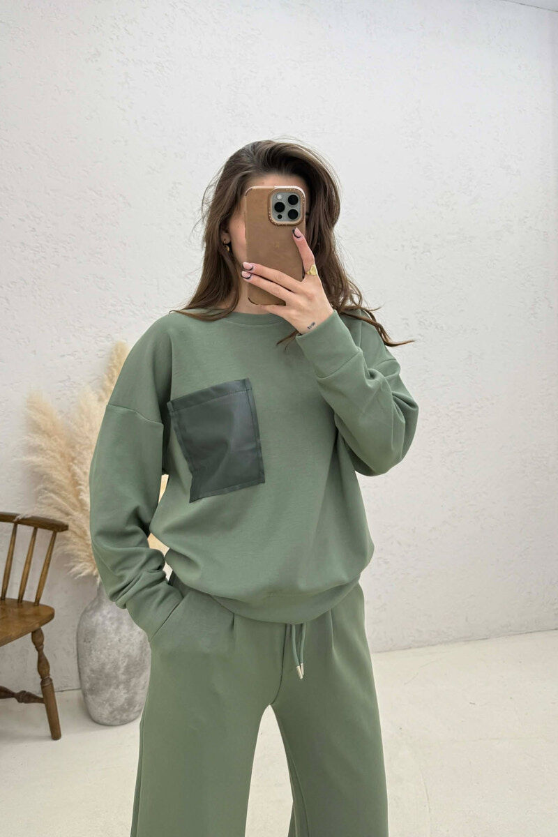 ONE COLOR SWEATSHIRT + SWEATPANTS WOMAN SET GREEN/JESHILE - 3