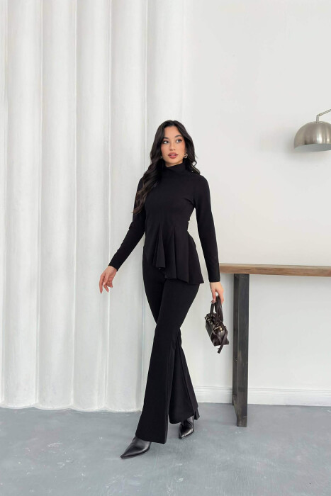 ONE COLOR SWEATSHIRT + TROUSERS WOMAN SET BLACK/ E ZEZE 