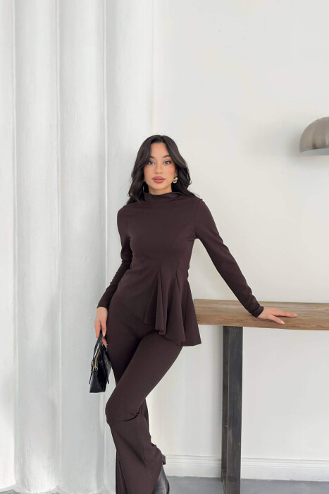 ONE COLOR SWEATSHIRT + TROUSERS WOMAN SET BROWN/KAFE - 3