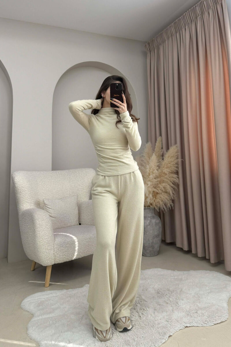 ONE COLOR SWEATSHIRT+ TROUSERS WOMEN SET BEIGE/BEZHE - 4