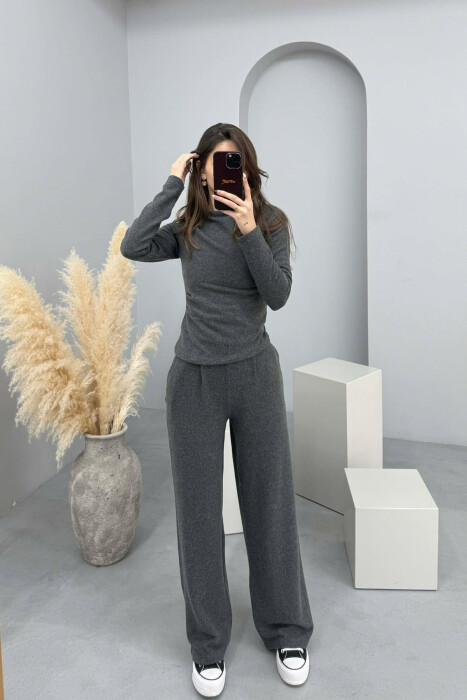 ONE COLOR SWEATSHIRT+ TROUSERS WOMEN SET DARK GREY/GEE 