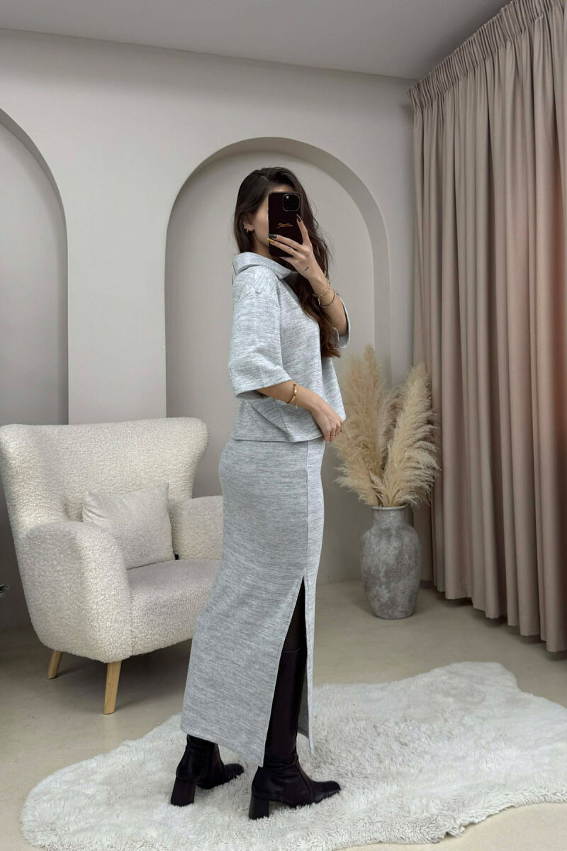 ONE COLOR T-SHIRT+ SKIRT WOMEN SET LIGHT GREY/GZ - 3