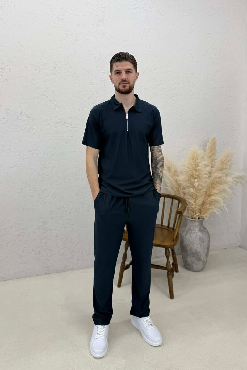 ONE COLOR T-SHIRT + TROUSERS MEN SWEATSUIT SET BLUE/BLU - 1