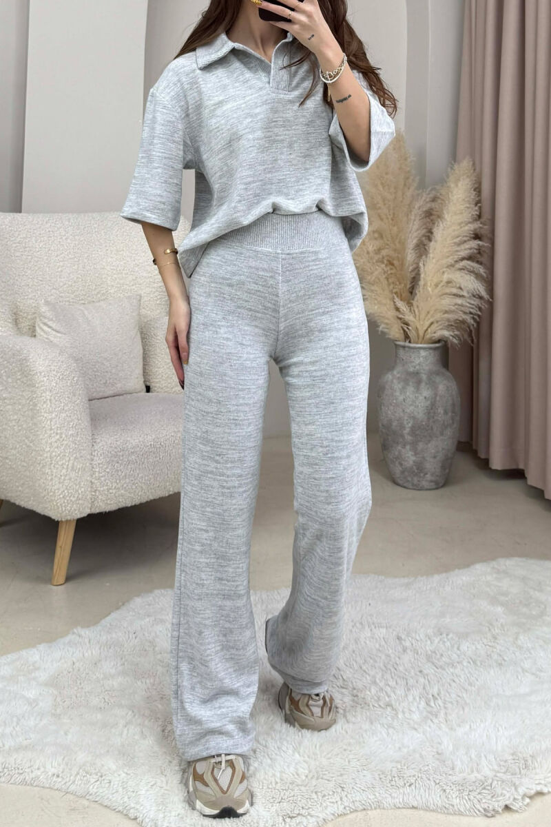 ONE COLOR T-SHIRT+TROUSERS WOMEN SET LIGHT GREY/GZ - 4