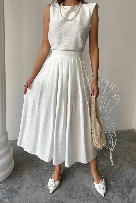 ONE COLOR TANK TOP + LONG SKIRT WOMAN SET WHITE-E BARDHE - 4
