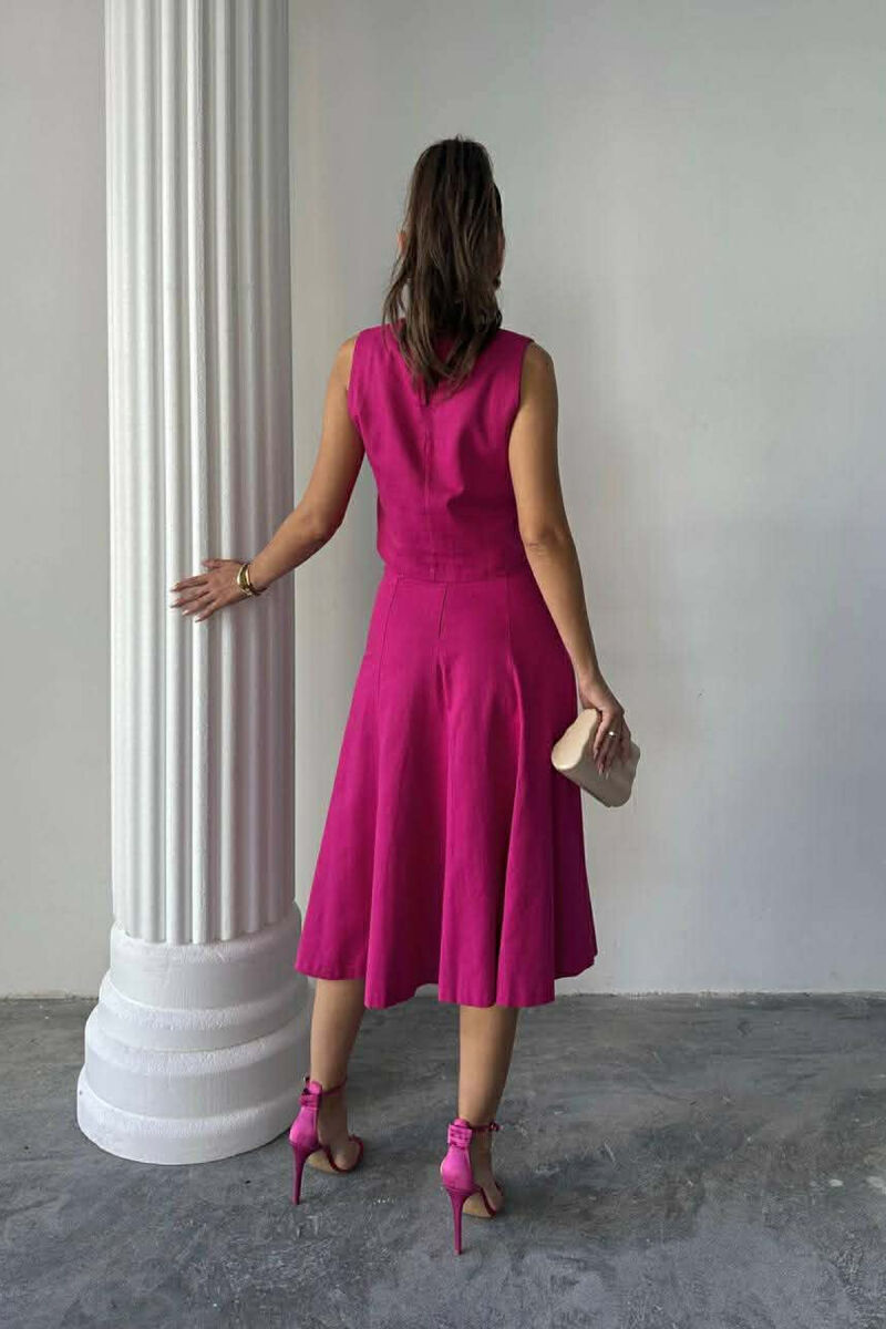 ONE COLOR TANK TOP + SKIRT WOMEN SET FUCHSIA/CIKLAMI - 2