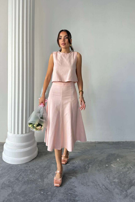 ONE COLOR TANK TOP + SKIRT WOMEN SET POWDER/PUDER - 