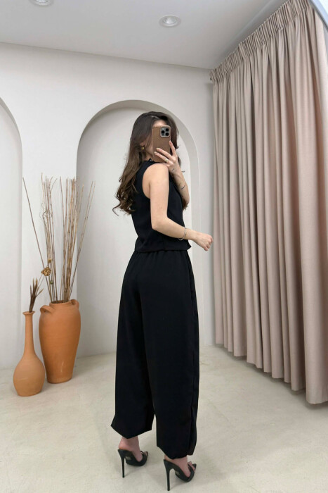 ONE COLOR TANK TOP + TROUSERS WOMAN SET BLACK/ E ZEZE - 4