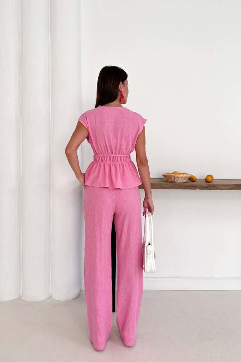 ONE COLOR TANK TOP+TROUSERS WOMEN SET PINK/ROZE - 2