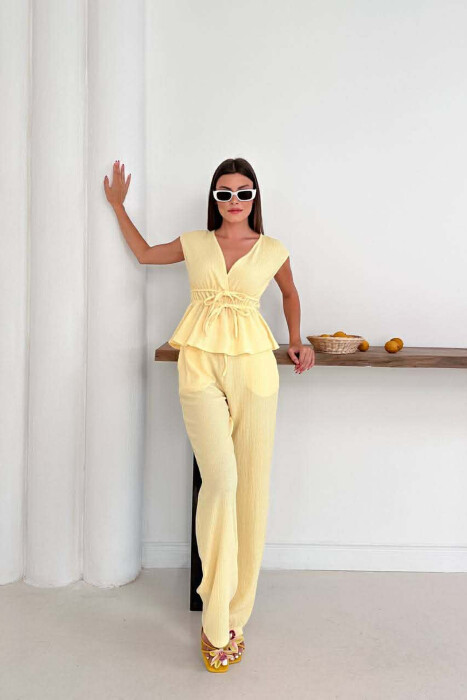 ONE COLOR TANK TOP+TROUSERS WOMEN SET YELLOW/E VERDHE - 1