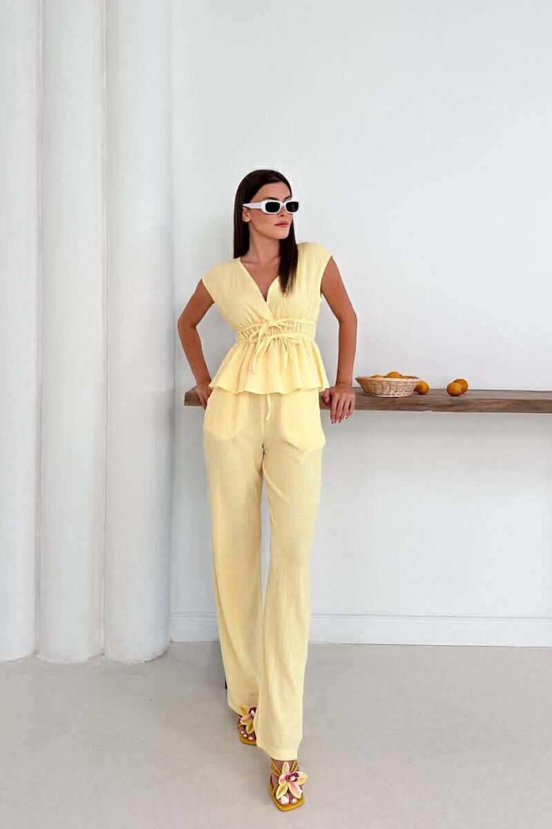 ONE COLOR TANK TOP+TROUSERS WOMEN SET YELLOW/E VERDHE - 2