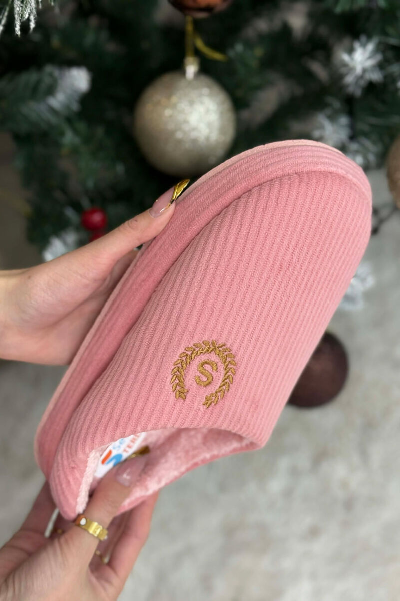 ONE COLOR TEDDY LINED WOMEN SLIPPERS PINK/ROZE - 2