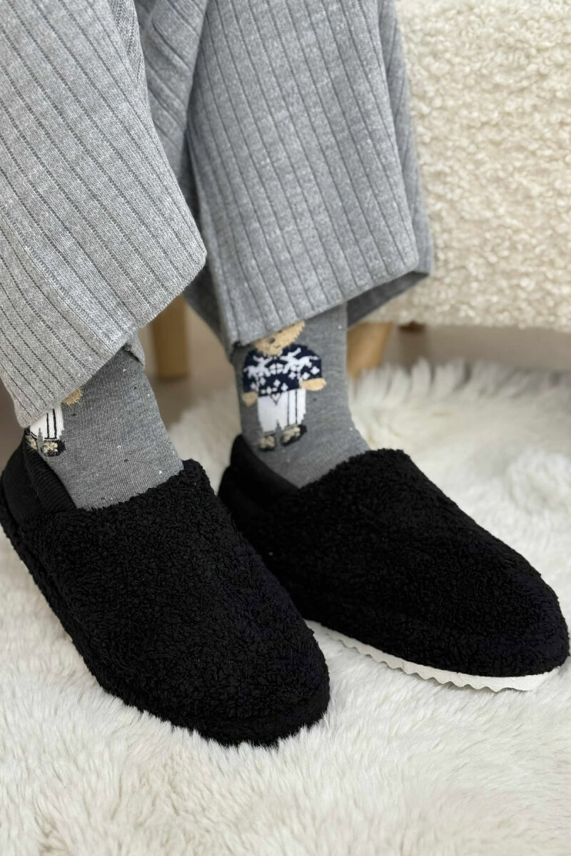 ONE COLOR TEDDY WOMEN SLIPPERS BLACK/ E ZEZE - 4