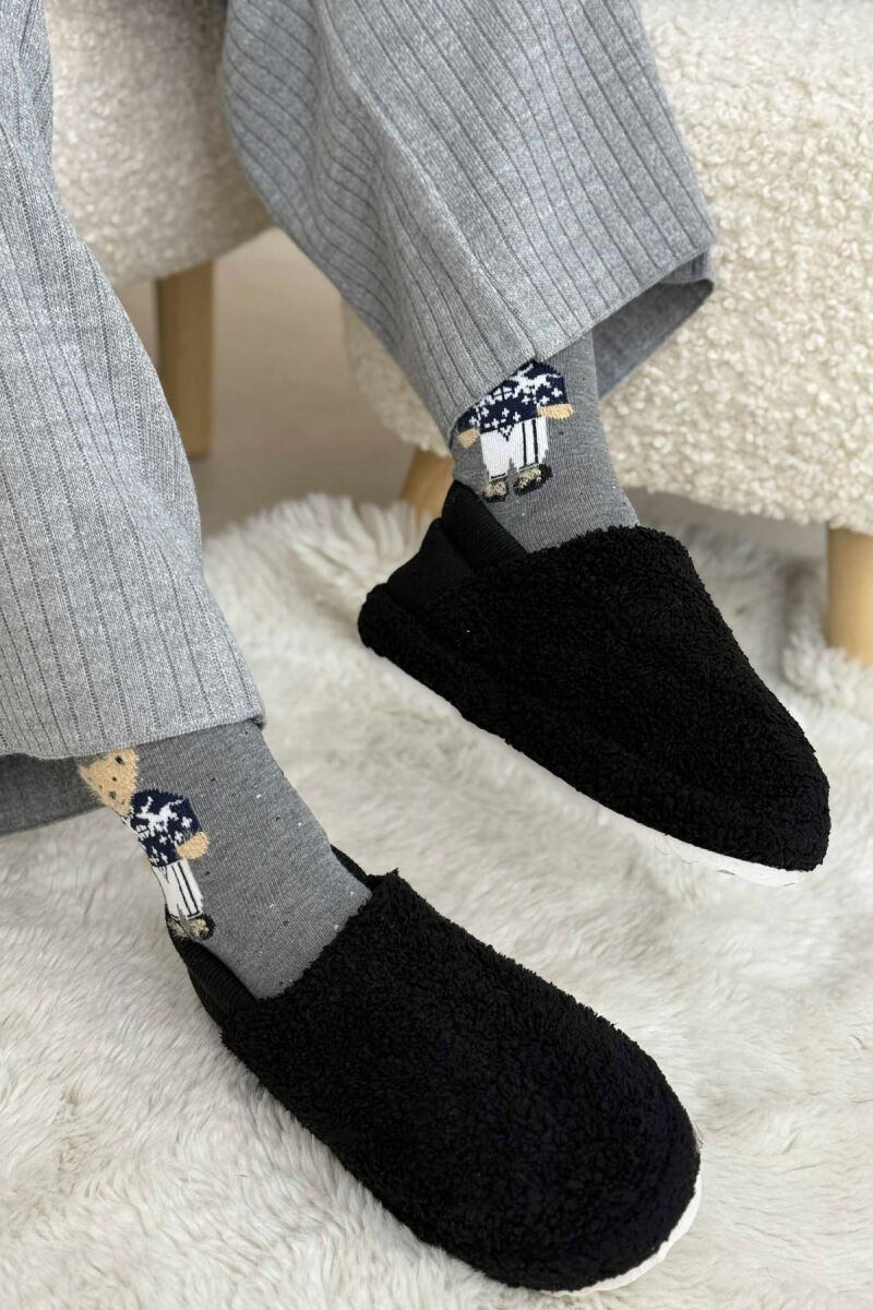 ONE COLOR TEDDY WOMEN SLIPPERS BLACK/ E ZEZE - 3